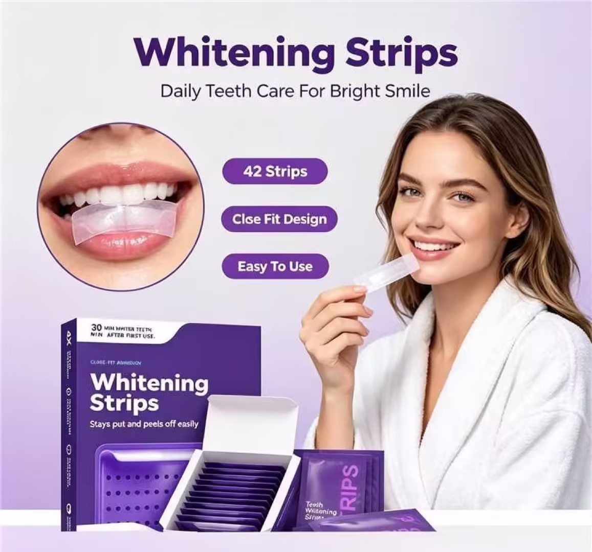 Teeth Whitening Strips Crest - Strip Pemutih Gigi 42Pcs Perekat Pas