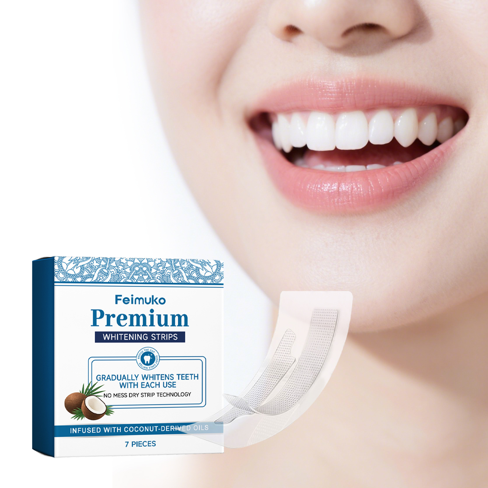 Teeth Whitening With Coconut Oil - Feimuko Strip Pemutih Gigi Minyak Kelapa