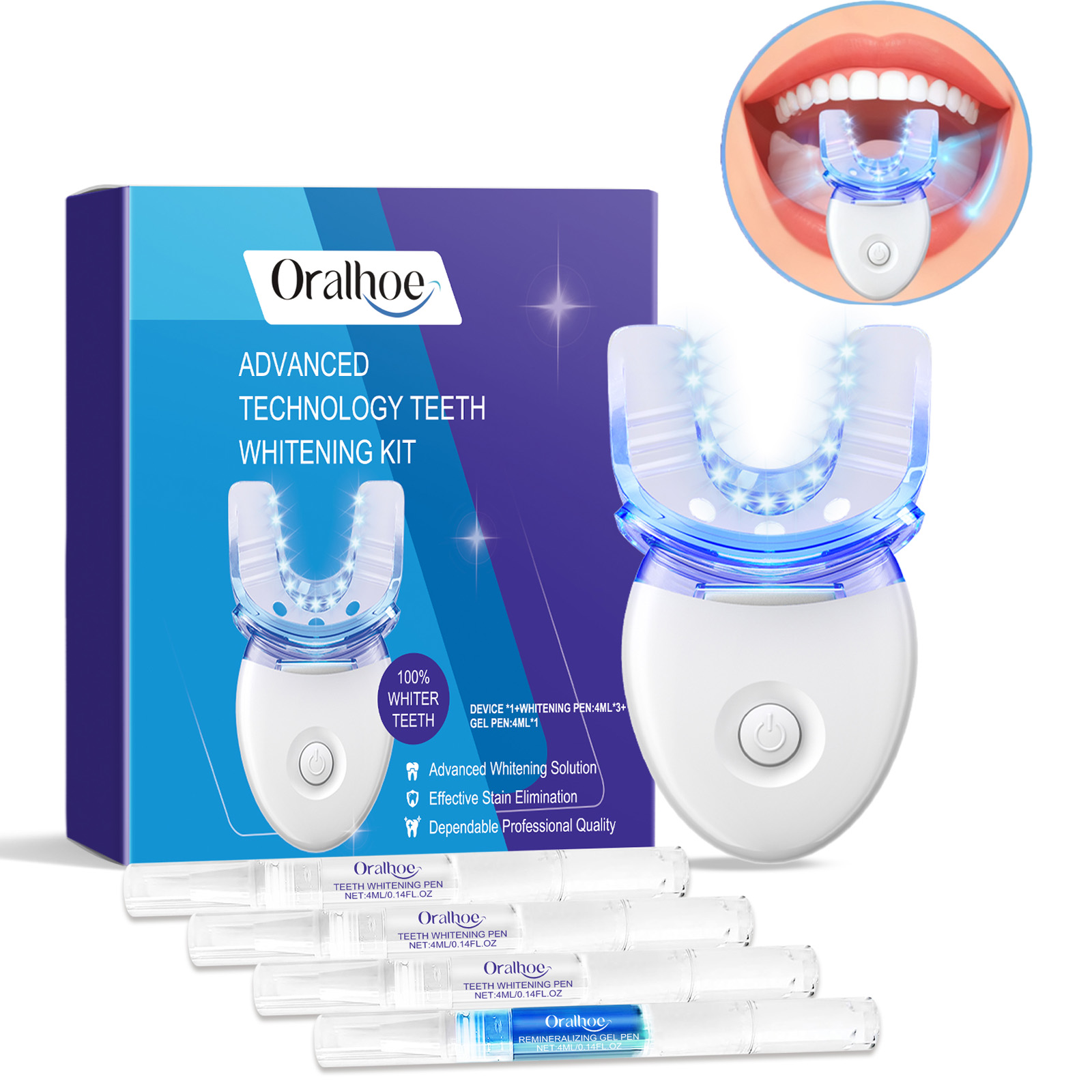 Teeth Whitening Before And After - Kit Lampu LED Pemutih Gigi Profesional
