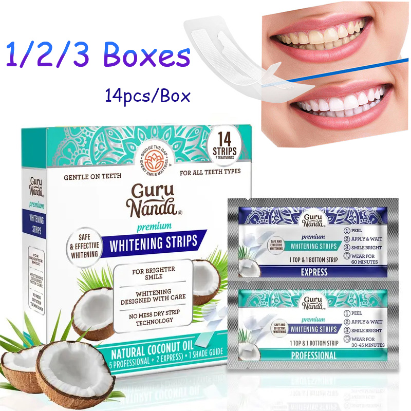 14pcs/kotak Strip Pemutih Gigi - Teeth Whitening With Coconut Oil ulasan dan harga