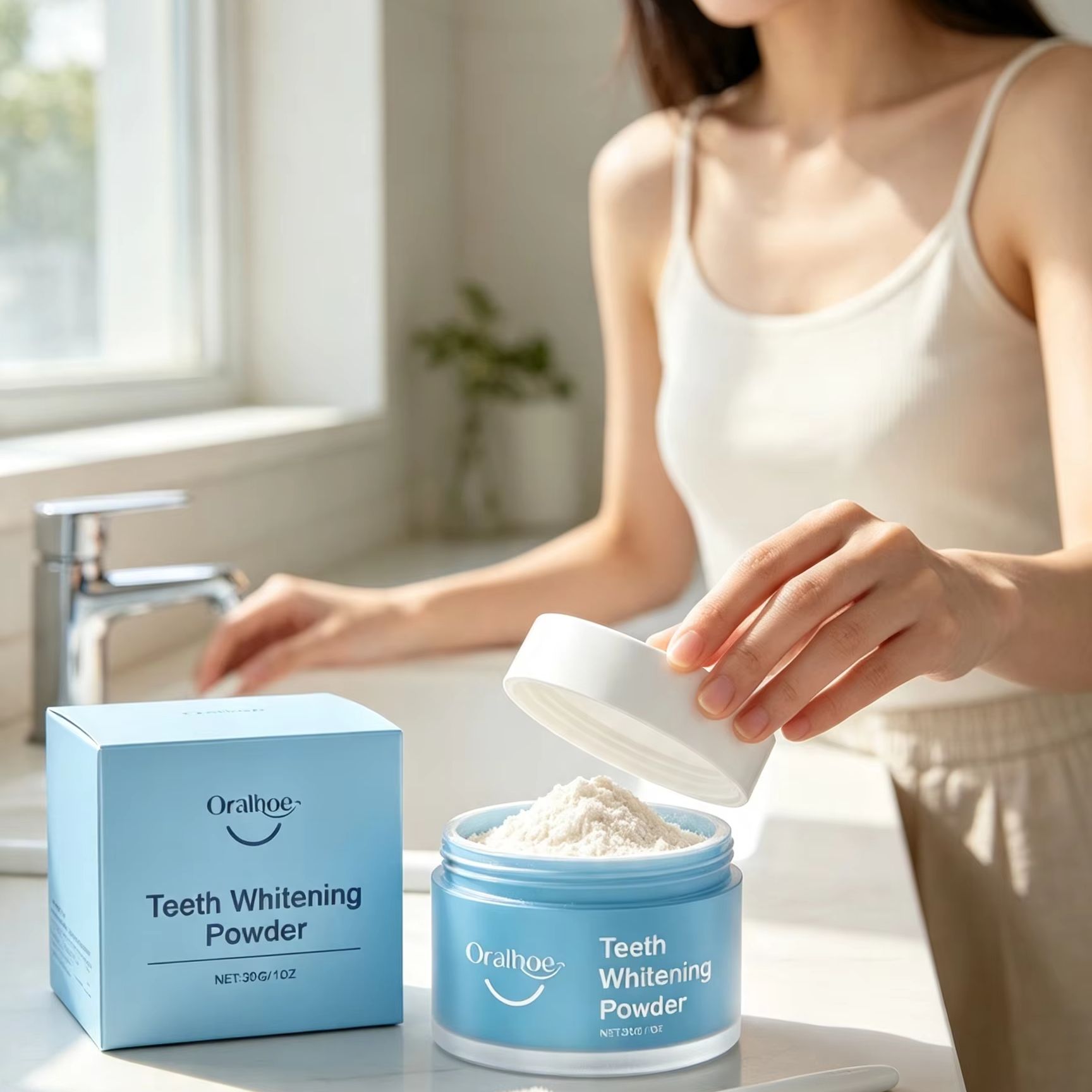 Bubuk Gigi Oralhoe untuk Membe - Teeth Whitening Groupon ulasan dan harga