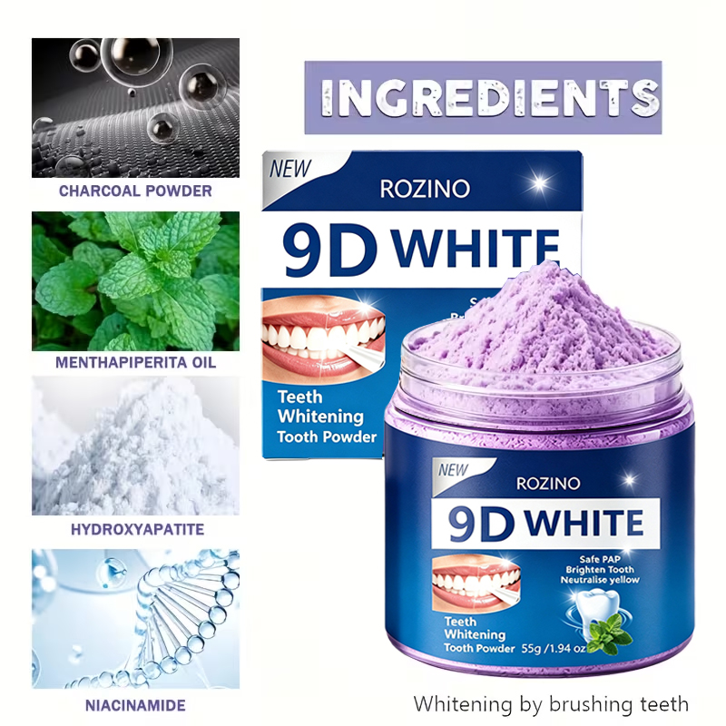 Bubuk Gigi Rozino 9D Calcium H - Teeth Whitening With Coconut Oil ulasan dan harga